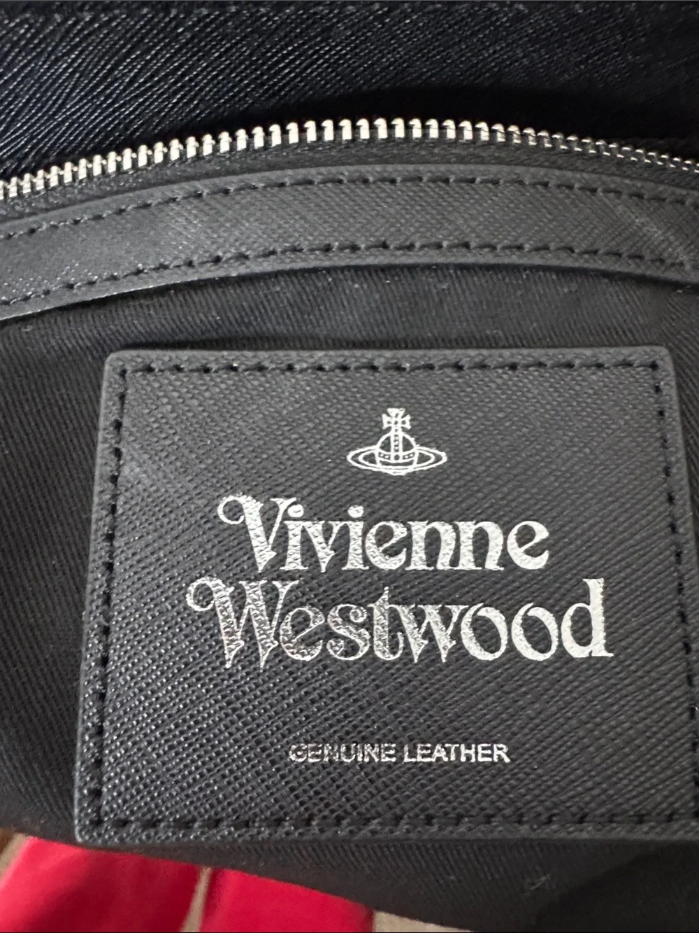 Vivienne Westwood Black Leather Shoulder Bag with Silver Chain